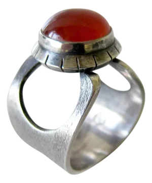 James Parker Sterling Silver Carnelian San Diego Modernist Gentlemens Ring