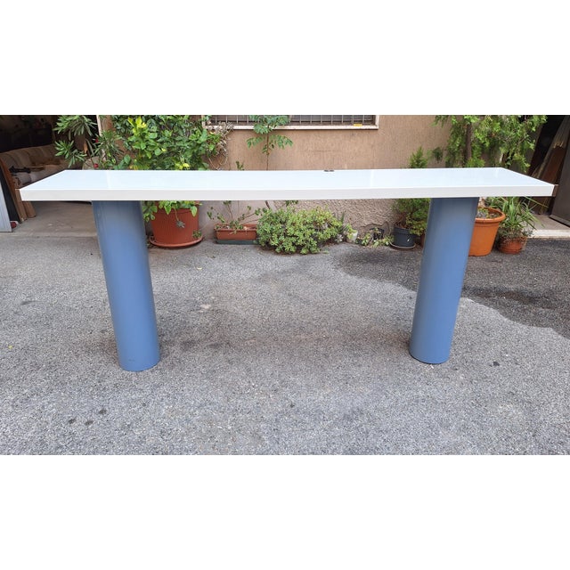 Console in White Lacquer with Cylindrical Plastic Legs by Tresoldi Salvati, 1980s For Sale - Image 3 of 11