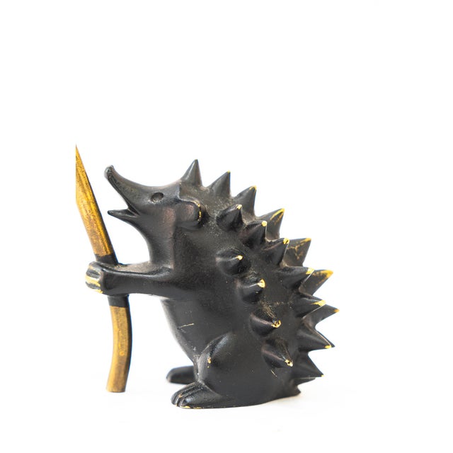 Brass Hedgehog Figurine Pretzel Holder from Walter Bosse, 1950s For Sale - Image 4 of 11