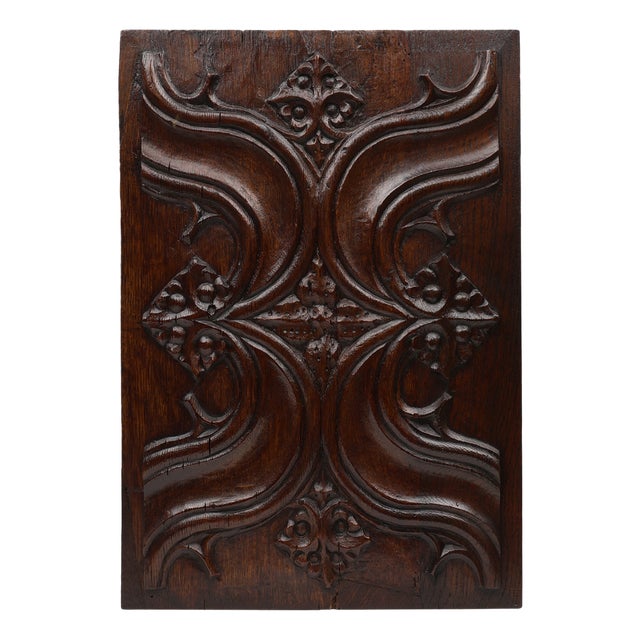 Gothic Oak Sculpted Panel, Belgium, 1500s For Sale
