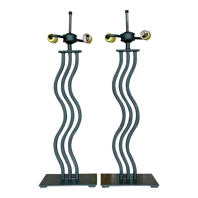 Vintage Postmodern Memphis Wave Metal Lamps - a Pair For Sale
