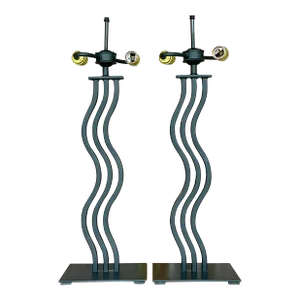 Vintage Postmodern Memphis Wave Metal Lamps - a Pair