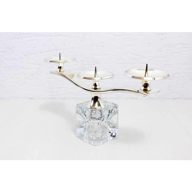 Peill & Putzler candleholder, 1970s Superb 3 -burner glass and silver metal candleholder. Published by Peill & Putzler in...
