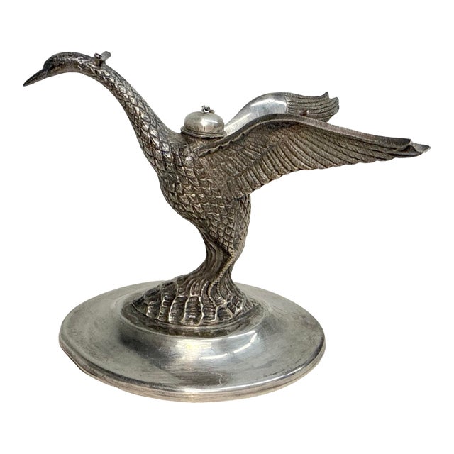 Antique Silverplate Swan Bird Brandy Glass Warmer Table Top Oil Lamp Heater For Sale
