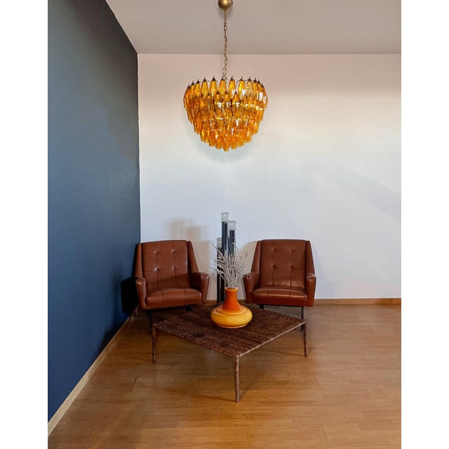 Vintage Murano Glass Chandelier with 111 Amber Poliedri, 1990s For Sale - Image 4 of 18