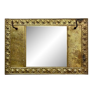 Early 20th Century Brass Entry Mirror With Hooks For Sale