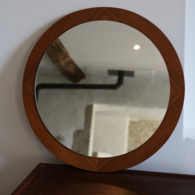 Wood Scandinavian Glass and Teak Mirror, 1960s For Sale - Image 7 of 15