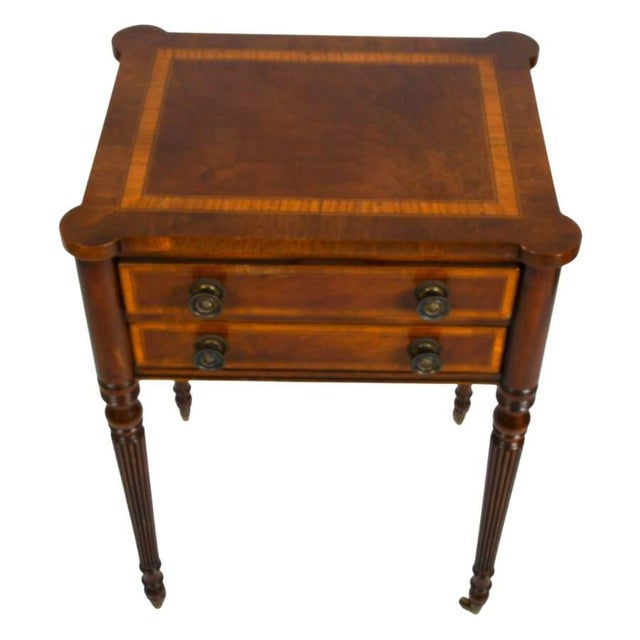 Late 20th Century Trosby Furniture Mahogany Two-Drawer Side Table, Federal Style, Circa 1980–2000 For Sale - Image 5 of 8