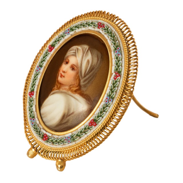 Antique Italian Micro Mosaic Miniature Portrait Painting Porcelain Guido Reni, 1895 For Sale - Image 12 of 18