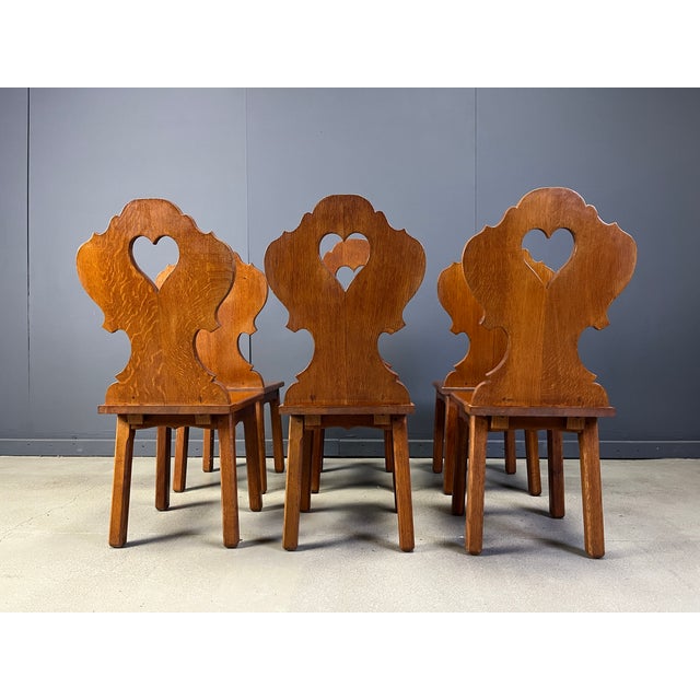 Vintage Brutalist Heart-Shaped Chairs, 1960s, Set of 6 For Sale - Image 6 of 11