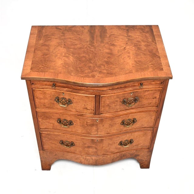 Wood Antique Georgian Burr Walnut Chest of Drawers, 1920s For Sale - Image 7 of 11