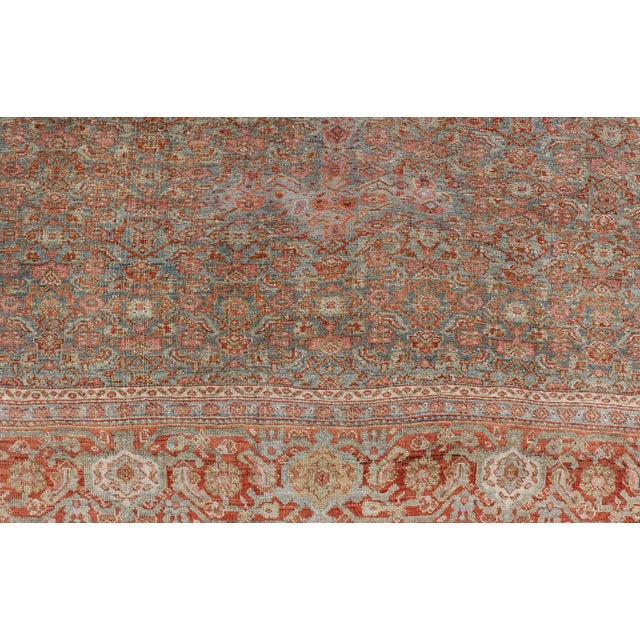 Antique Persian Bidjar Rug in Herati Design With Medallion in Soft Muted Colors For Sale - Image 13 of 15