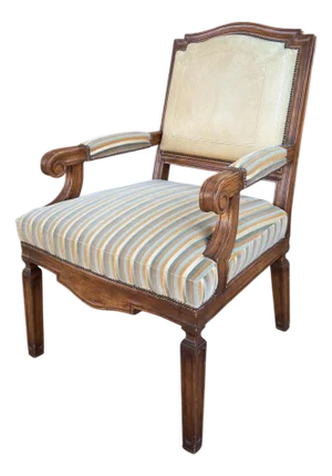 Hendrix Allardyce Neoclassical Walnut Leather & Velvet Arm Chair