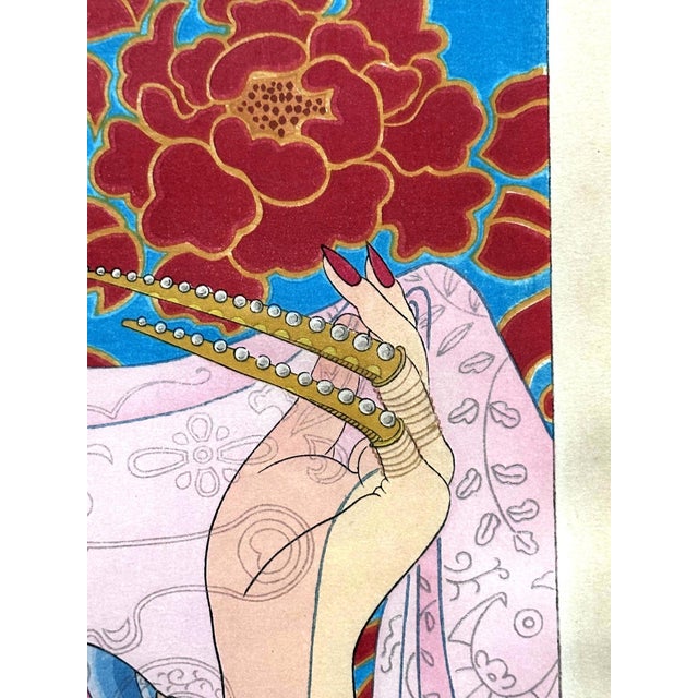 Framed Japanese Woodblock Print Les Perles by Paul Jacoulet For Sale - Image 16 of 16