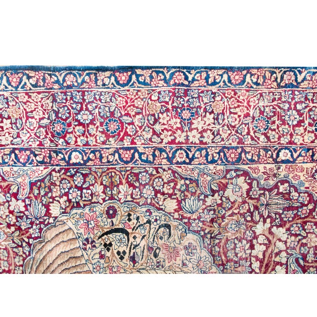 An extraordinary late 19th-century antique Persian Lavar Kerman pictorial rug depicting Karim Khan Zand, the founder of...
