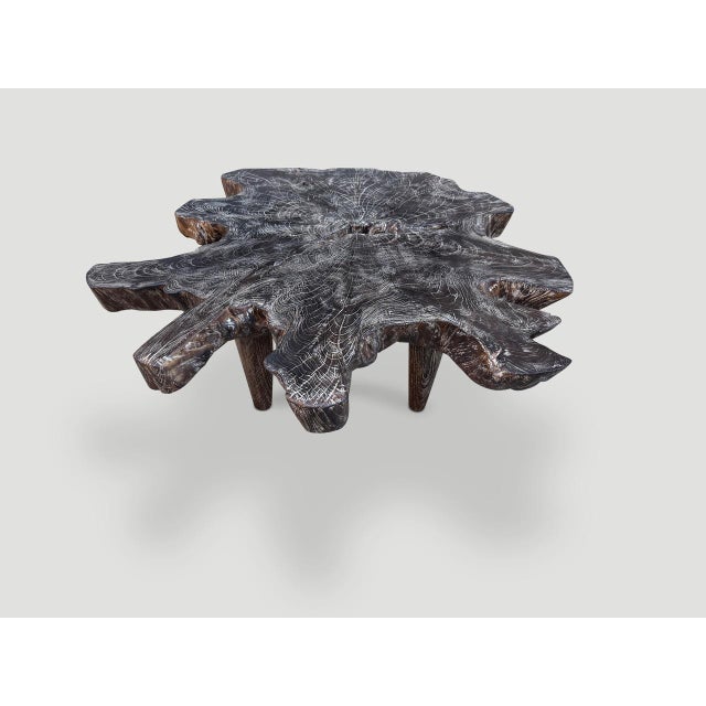 Andrianna Shamaris Cerused Teak Wood Single Charred Organic Coffee Table For Sale In New York - Image 6 of 6
