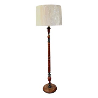1970s Art Deco Frederick Cooper Kashmiri Polychrome Lacquer Floor Lamp For Sale