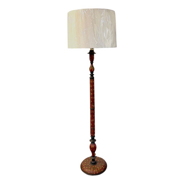 Frederick Cooper Kashmiri Polychrome Lacquer Floor Lamp, Circa 1970s For Sale