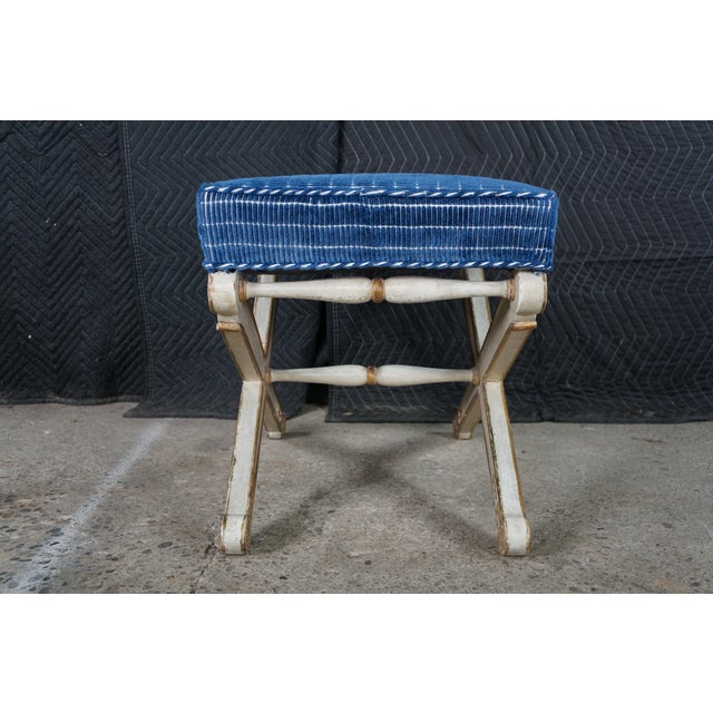 Vintage Italian Neoclassical X-Form Curule Bench Stool Ottoman Attributed to Baker Furniture For Sale - Image 18 of 18