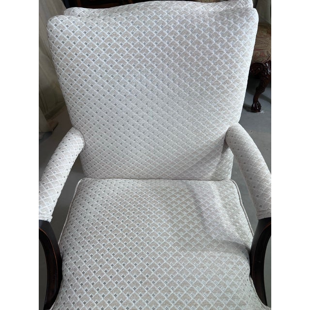 Queen Anne Pair of Vintage Queen Anne Style Club Chairs For Sale - Image 3 of 11