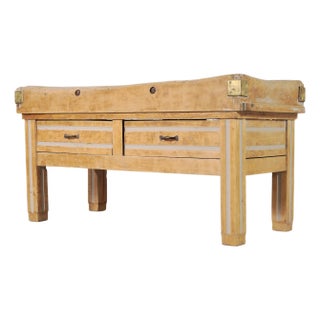 French Provincial Maple Butcher's Block Boucherie Worktable 5 Ft For Sale