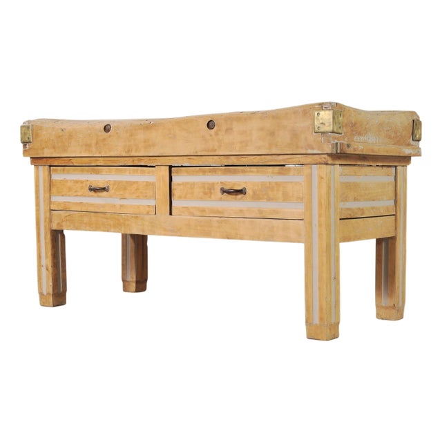 French Provincial Maple Butcher's Block Boucherie Worktable 5 Ft For Sale