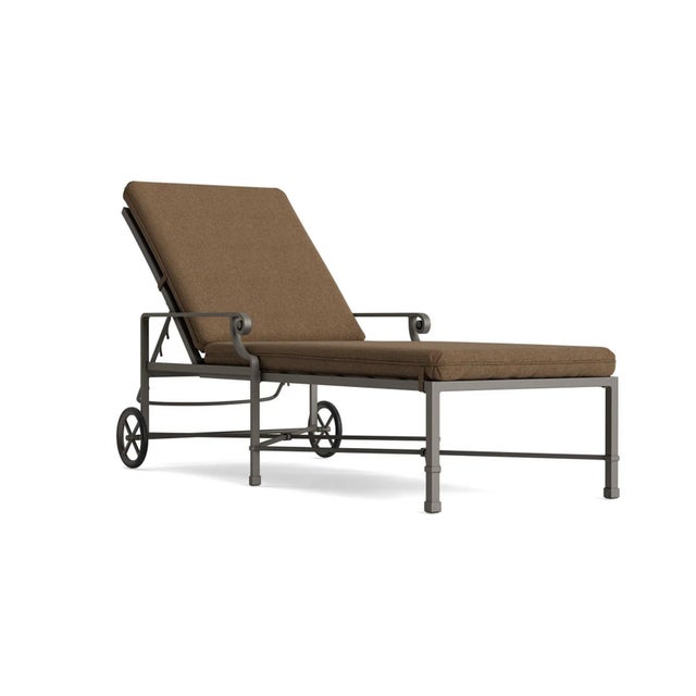 Brown Jordan Venetian Adjustable Chaise With Wheels, Mica frame with Fusion Moccasian fabric For Sale - Image 12 of 12