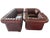 One three-seater sofa & two armchairs Genuine leather with deep button tufting. Chesterfield with rolled arms and studded...