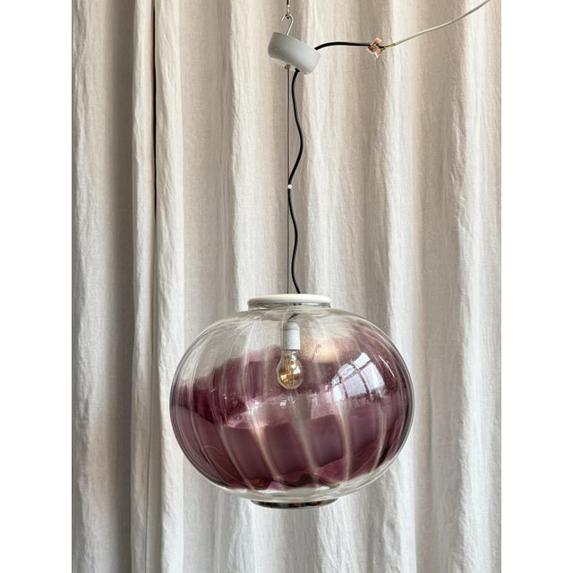 Mid-Century Modern Space Age Murano Glass and Chrome Pendant from AV Mazzega, Italy, 1970s For Sale - Image 3 of 18