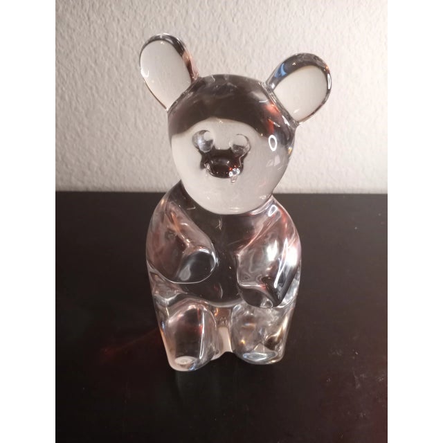 Glass Signed Daum Solid Clear Crystal France Bear Figurine For Sale - Image 7 of 8