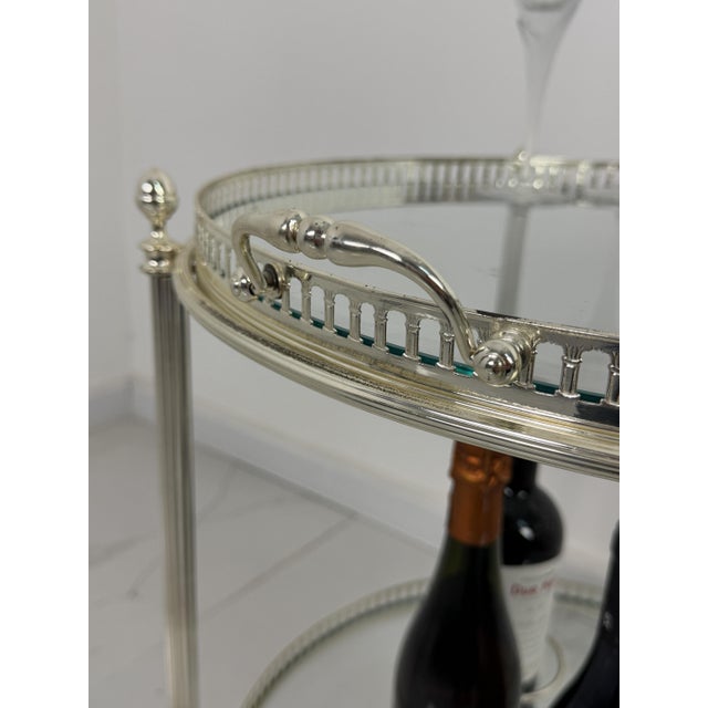 Mid-Century Circular Chrome-Plated Brass Bar Cart, 1960s For Sale - Image 9 of 12