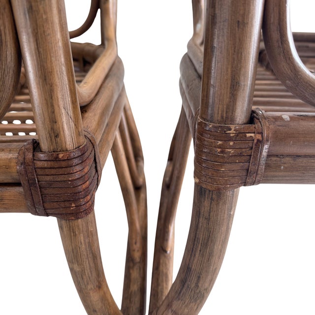 Pair of Vintage Rausch Germany Model 22935 Fan-Back Rattan Armchairs for Brown Jordan For Sale In Los Angeles - Image 6 of 18
