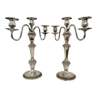 Vintage Georgian Style F B Rogers 7583 Baroque Silver Plate Candelabra - A Pair For Sale