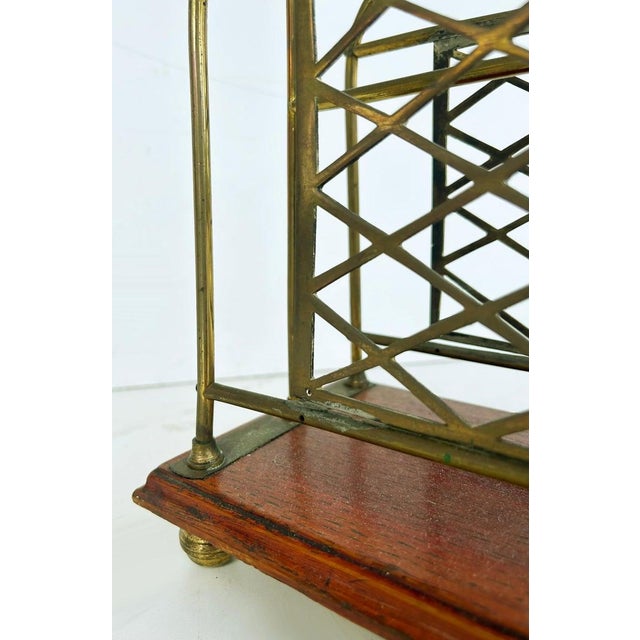 19th Century 19th Century Antique English Brass, Mahogany Magazine Stand With 2 Compartments For Sale - Image 5 of 6