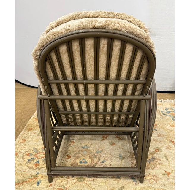 Heywood-Wakefield Pair of Heywood Wakefield Stick Wicker Rattan Recliner and Lounge Chair For Sale - Image 4 of 9