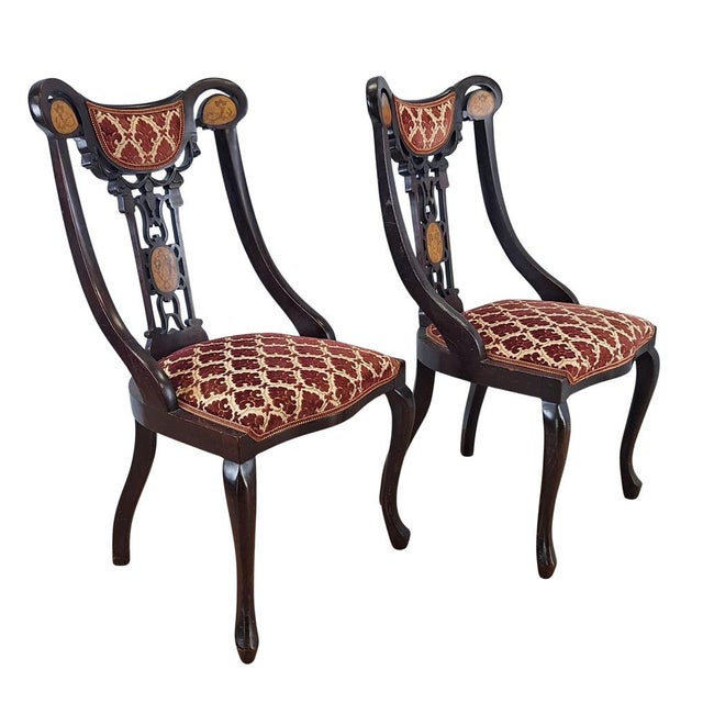 Antique English Art Nouveau Chairs, 1890s, Set of 2 For Sale - Image 3 of 7