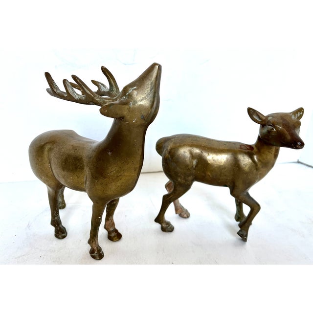 Vintage Brass Deer Figurines - Set of 2 For Sale In Dallas - Image 6 of 11