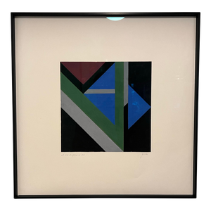 1963, Heinrich Gisler (1918-2011), Mid Century Modern Geometric Tempura Painting on Paper, Signed, Framed