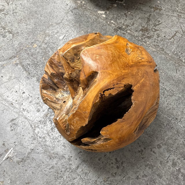 Wood Root Hand-Carved Organic Sculpture Sphere, Small For Sale In San Francisco - Image 6 of 12