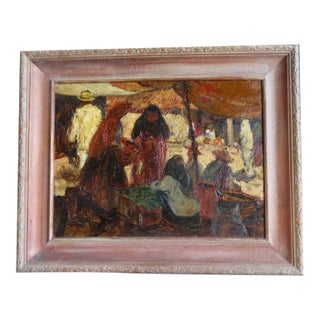 Edgar O Kiechle (1911-1960) - Mexican Market Place - Oil on Board - 1946 For Sale