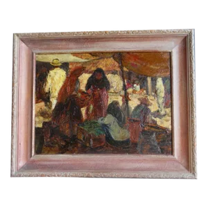 Edgar O Kiechle (1911-1960) - Mexican Market Place - Oil on Board - 1946