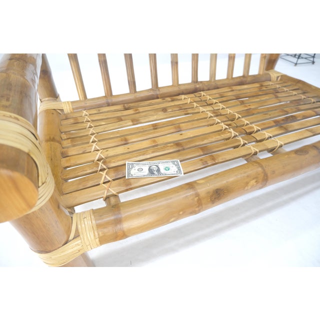 Thick Bamboo Frame Mid Century Modern c1970s Loveseat Sofa MINT For Sale - Image 9 of 18