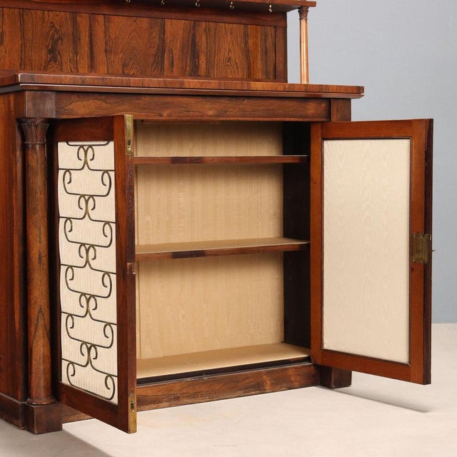 Antique Cupboard in Violet Wood, Brass, and Fabric, United Kingdom, 1800s For Sale - Image 3 of 10