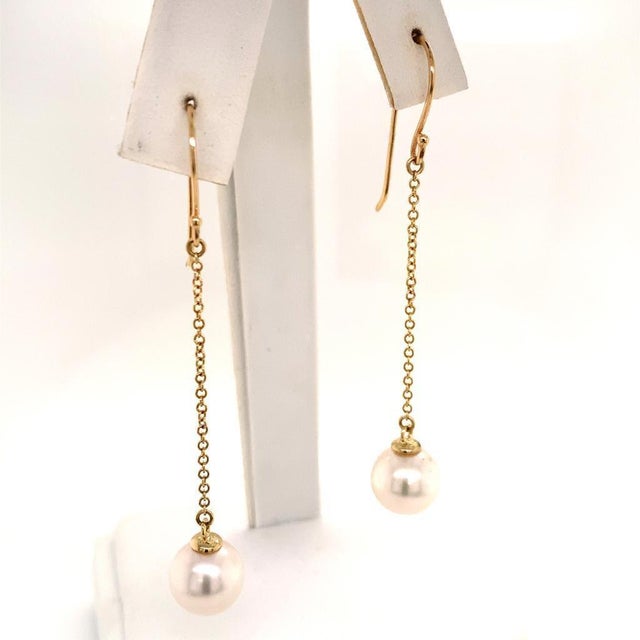 2010s Akoya Pearl Earrings 14 Karat Yellow Gold Certified For Sale - Image 5 of 18