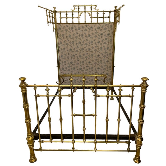 Victorian Gilded Brass Half Tester Double Bed, 1860s For Sale