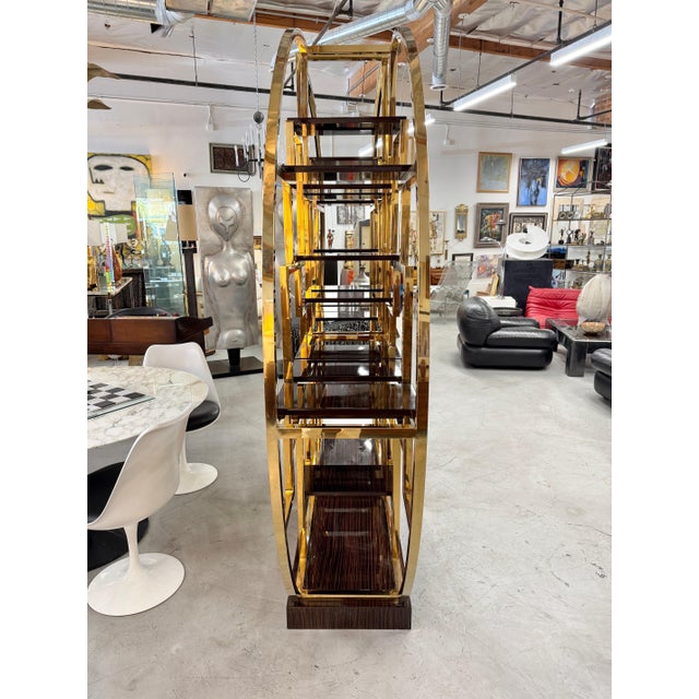 Custom Macassar Ebony and Brass Demi Lune Room Divider For Sale - Image 11 of 18