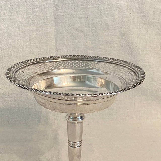 Vintage Tarlton Silver Corporation sterling silver weighted bottom bon-bon dish with pedestal base and pierced work design...