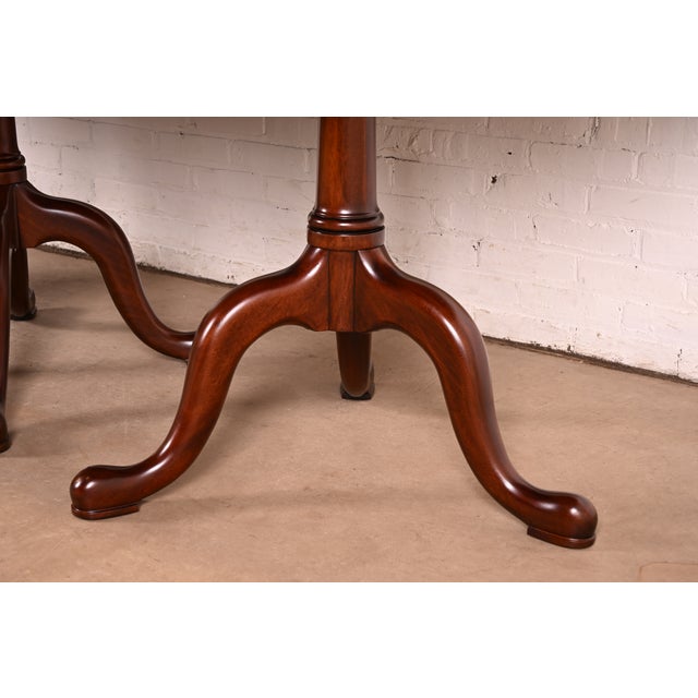 Henkel Harris Georgian Solid Mahogany Monumental Triple Pedestal Extension Dining Table, Newly Refinished For Sale - Image 10 of 13