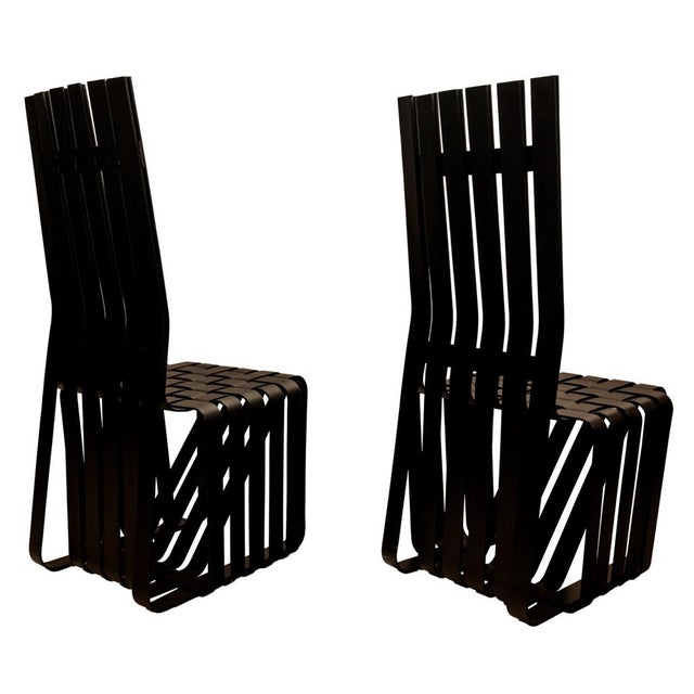 Pair American Modernist "High Sticking" Black Chairs Frank Gehry for Knoll 1992 For Sale In Portland, OR - Image 6 of 14
