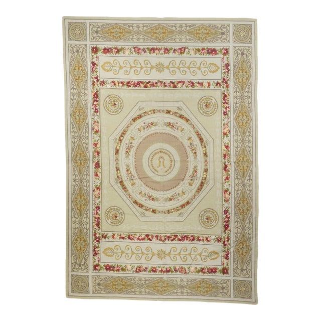 French Aubusson Design Rug 6'0" X 9'0" For Sale